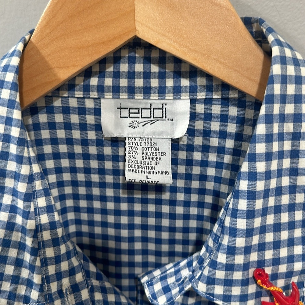 Vintage Gingham Nautical Button Down - image 2